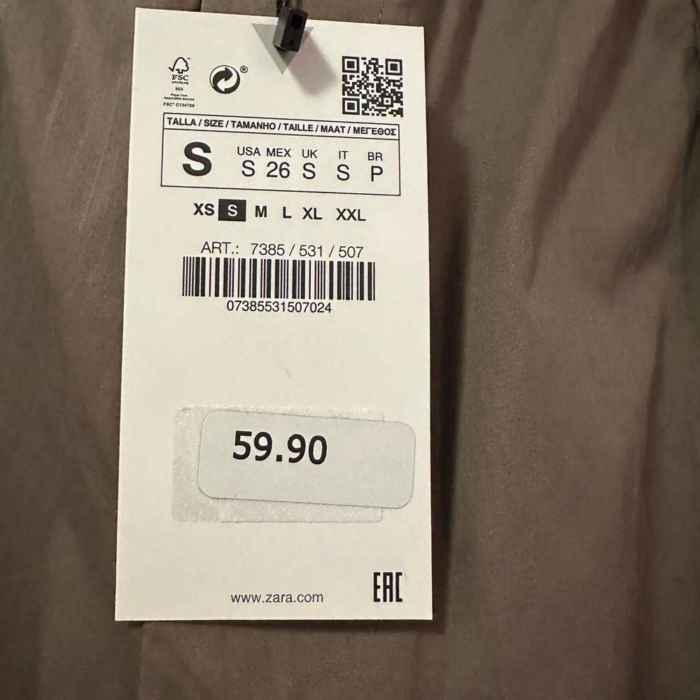 NWT ZARA Parachute Utility Jogger Pants in Dark Khaki Size Small fits XS! - Picture 9 of 11